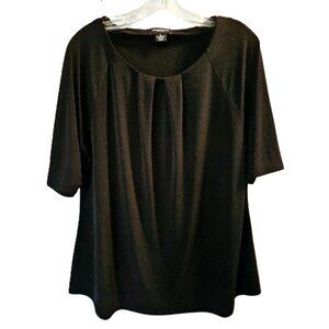 Liz Claiborne Short-Sleeved Career Top in Black– Women’s XL – Pleats